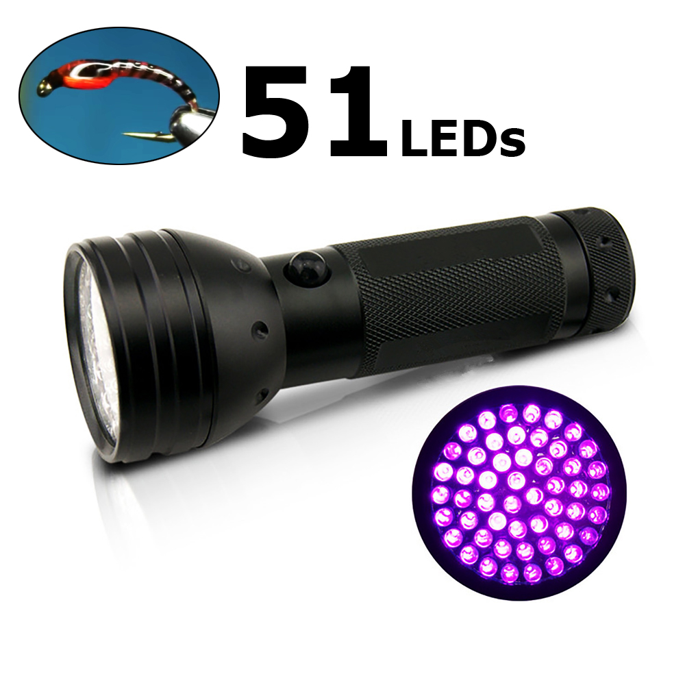 Hot Sale 51 LEDs Super Bright Light UV Glue Cure Flashlight For Fly Tying Buzzer Bug Nymph Head Fly Fishing Flies Making Tool