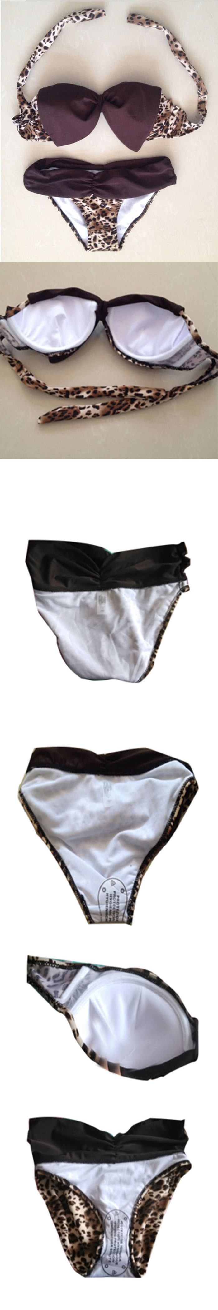 2015 Free Shipping Zebra Leopard Swimwear Women Padded Boho Fringe Bandeau Bikini Set New Swimsuit Lady Bathing suit (8)