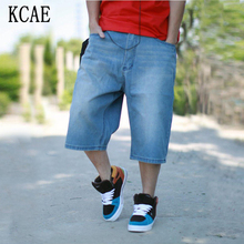 2015 Summer Mens Hip Hop Baggy Pants Denim Jeans Shorts For Mens Skateboard Shorts Plus Size 30-46