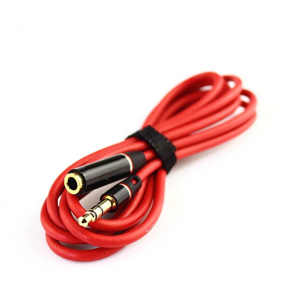 Red 3 5mm Male to Female font b Headphone b font extension Audio cable Extension Stereo