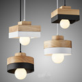 New Modern Nordic Minimalist Round square Wood Aluminum Led 27 Pendant Light For Dining Room Living