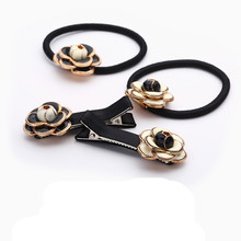 2016 Fashion Jewelry Korean girl female hair ornaments black and white flower hairpins headwear hair accessories free shipping