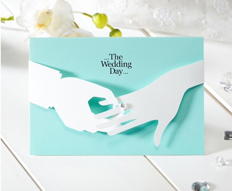 Blue and green wedding invitation kits