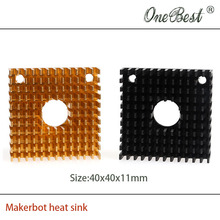 2Pcs/lot 40x40x11mm heatsink For MK7/MK8 3D printer extruder heat sink Makerbot Fitting Aluminum Anode Black Free shipping