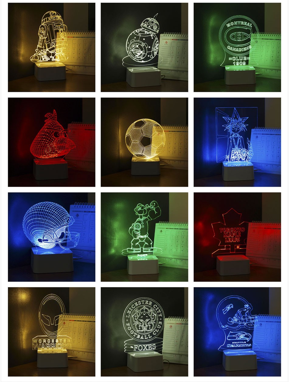 CNHIDEE 3D Visual Led Night Lights for Kids Robort R2 Touch Table Lampara as Besides Lampe for Star war Fans (7)