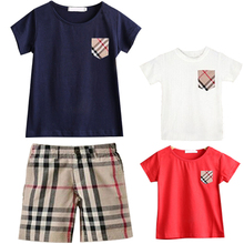 Hot sale clothing set summer cotton boys clothes casual t shirt and fashion pants children suit