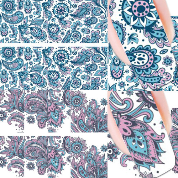 2 Patterns Sheet Blooming Flower Nail Art Water Decals Transfer Sticker BORN PRETTY BP W19 20610