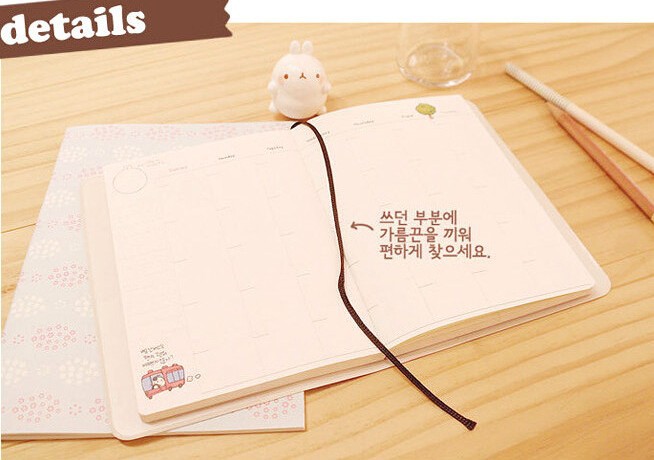 2015-2016 Cute Kawaii Notebook Cartoon Molang Rabbit Journal Diary Planner Notepad for Kids Gift Korean Stationery25
