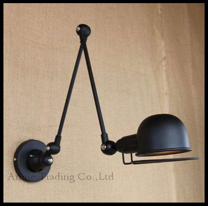 2016 New Modern Art Decor Vintage Bar long arm Black Mechanical Wall lighting Light Fixture Lamp wedding E14 led wall sconces