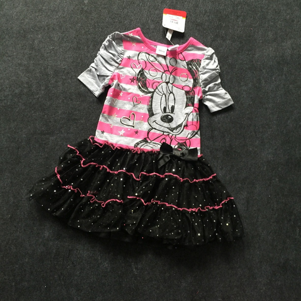 original brand, 6Pieces/lot 4-12yrs girls dress,minnie mouse Dress Girl Summer Dress,minnie mouse clothing for summer