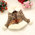2016 Winter Girls Faux Fur Thick Coat Leopard Flowers Pattern Baby Kids Girls Warm Jacket Outerwear