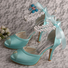 Wedopus MW775 Ribbon Mint Green Shoes Wedding Bridal for Women Ribbon High Heels