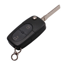 For VW Volkswagen Passat Golf Bora 2 Buttons Remote Flip Key Case FOB Shell With Uncut Key Blade (1616 small battery place)
