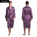 Lilysilk Mens Silk Bathrobe Chinese Traditional Dressing Gown Violet Sensitive Skin Care Winter Robe To Sleep