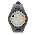 BOBO BIRD 12holes Green Dial Design Bamboo Wooden Watch Genuine Black Leather Strap Japanese Quartz Movement