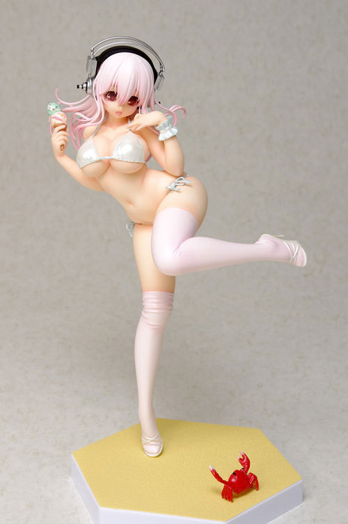 Sexy Figures Super Sonico Anime Sexy Girl Toys Sexy Figurine White Swimsuit Bathing PVC Action Figure Brinquedos in box