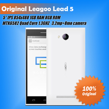 Original Leagoo Lead 5 Mobile Phones MTK6582 Quad core Android 4.4 OS Smartphone 5″ QHD IPS 1GB RAM 8GB ROM 8.0MP Camera Cell
