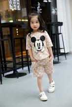 2016 Fashion Summer Style baby girl clothing Mickey sets girls cute Cotton short sleeve tees + shorts pants kids sets for girls