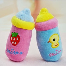 Cute milk Bottle Plush pet dog cat Sound squeakers squeaky Toy for small dog Chihuahua dog chew play toy pet product