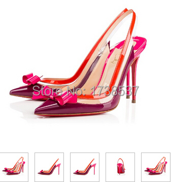 Original brand sexy Red bottom sling high heels pointed toe bow ...