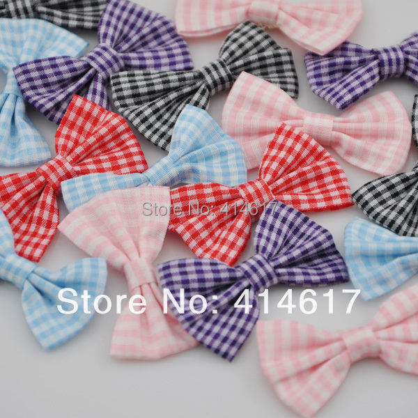 U Pick 40pcs font b Tartan b font plaid Ribbon Bows flower Appliques craft Lots mix