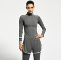 Turtleneck Top And Sports Pants Yoga Suits Absorption Perspiration Quick Dry Running Exercise Sets Trainning Clothing
