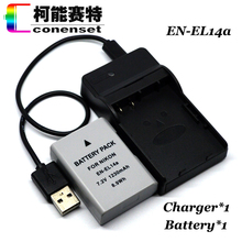 Conenset 1pcs Li-ion Battery +1 Charger For Nikon EN-EL14 EN-EL14A Df D5300 D3300 D5300 D5500 Coolpix P7000 P7100 P7700 P7800
