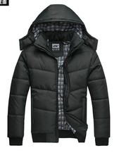 2014 new Men’s Cotton Padded Winter Coat Fashion Parka Overcoat striped hooded jacket fit coat  mens coats M-3XL