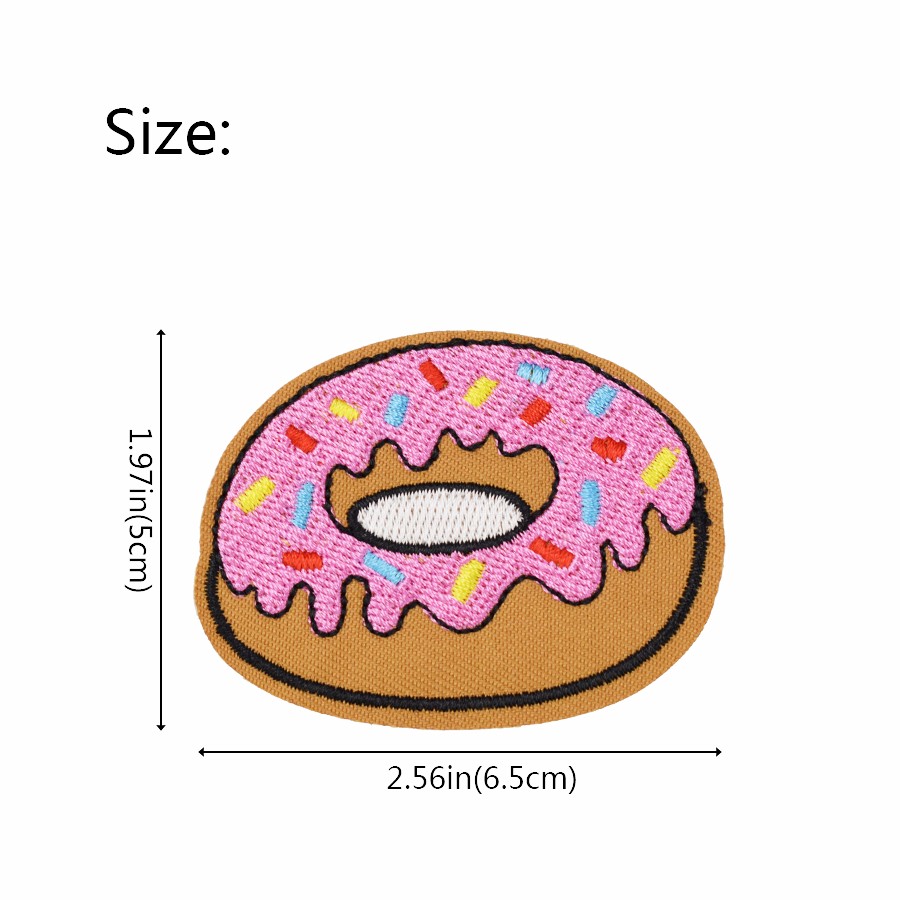 Yalulu 20 Pcs Pink Donuts Pattern Embroidered Iron On Sew On Badge Applique Patch For Clothing