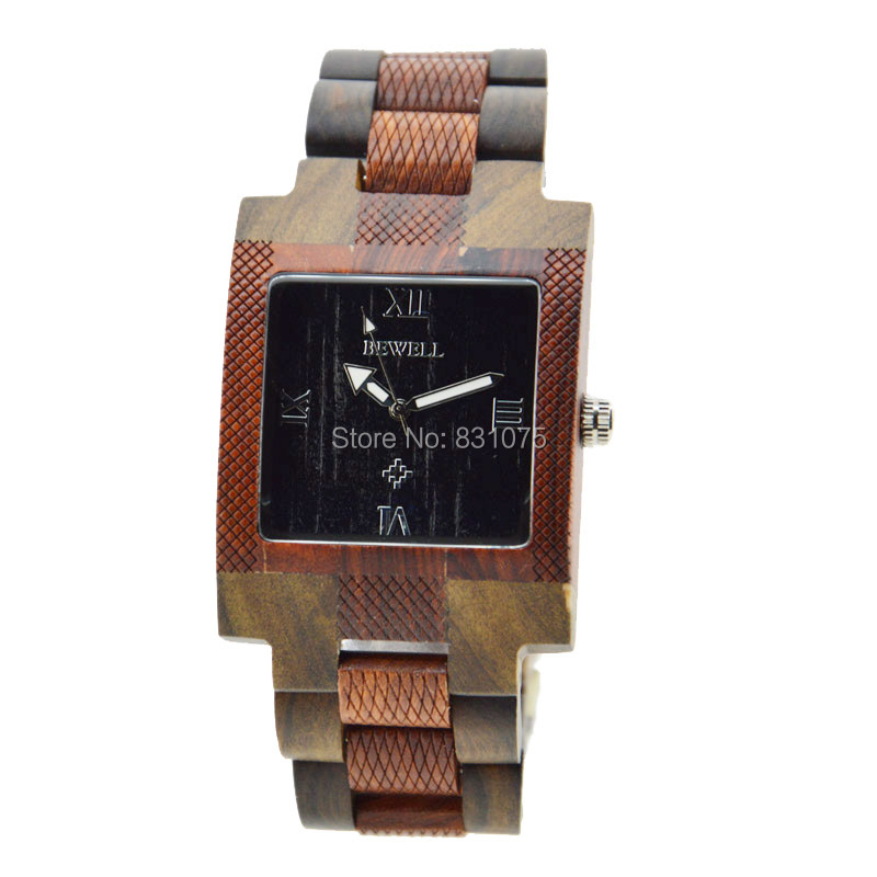Vogue Style Square Designer Men s Watch Black Sandalwood And Red Sandalwood Made Men s Natural