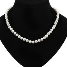 real pure white freshwater pearl necklace for girl actual cultured pearl necklace with 925 sterling silver clasp