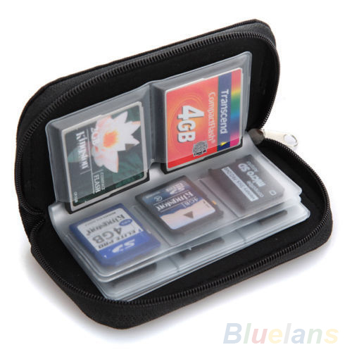 Black SD SDHC MMC CF Micro SD Memory Card Storage Carrying Pouch Case Holder Wallet 1DS7