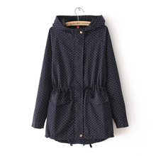 The spring 2016 the new female Leisure loose rope wave point trench coat female fashion plus size loose casual windbreaker coat