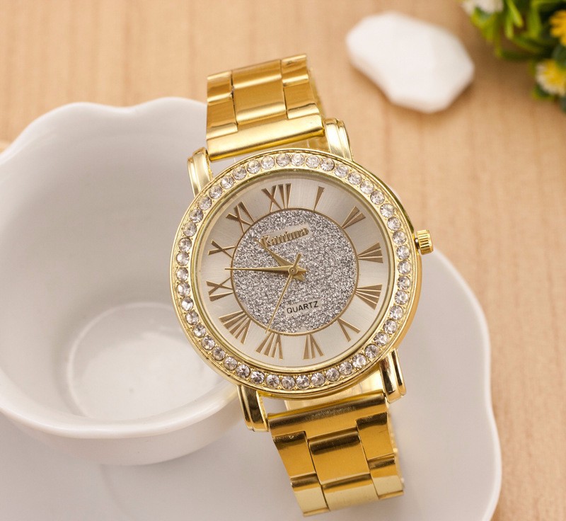 Fashion casual stainless steel Ladies Rhinestone watch Brand Luxury Relogio Relojes diamond silver gold women wristwatches