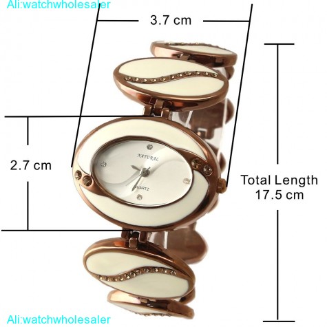 FW657B New Brown Band Elliptic Brown Watchcase Silver Dial Ladies Bracelet Watch