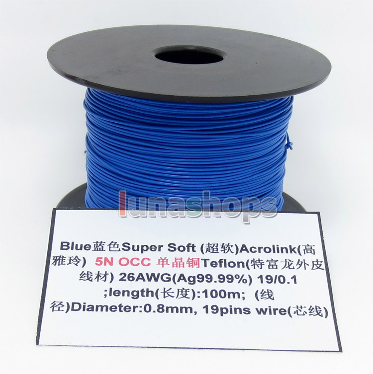 3 color 5m 26AWG Ag99.9% Acrolink Pure 5N OCC Signal Teflon Wire Cable 19/0.1mm2 Dia:0.8mm For DIY LN004497