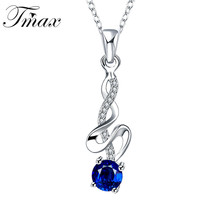 Pendants Necklaces Jewelry Love Accessories for Women Silver Plated Classic Creative Wave Shaped Blue Sapphire Zircon HFNE0398