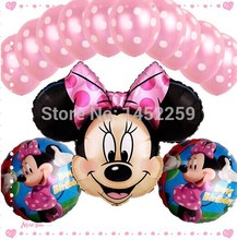 Free shipping 13pcs / lots Foil Balloons Set Minnie children’s toys wholesale decorative dot latex balloons birthday party