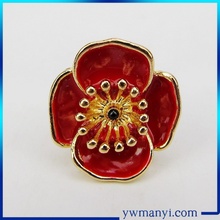 Hot Sale Brooches For Women Fashion Dress Red Flowers Enamel Brooch Pins Free Shipping