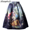 Neophil Retro Gothic 50s Princess Royal Vintage Fantasy Oil Painting Print High Waist Midi Pleated Skirts