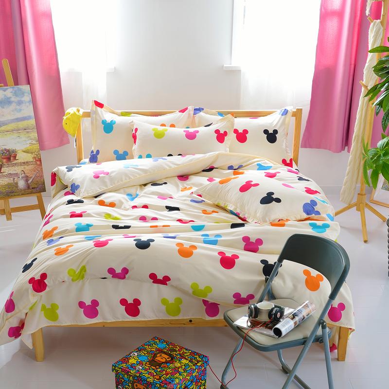 Lovely cartoon mickey mouse comforter bedding sets bed linen 3d duvet cover bed sheet pillowcases Full king Queen size