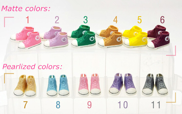 Wholesale 11pairs/lot 3.5cm Plastic Doll Fashion Sprots Shoes For Blythe BJD Dolls, Ball Joints Doll Accessory Shoes, 11 Colors