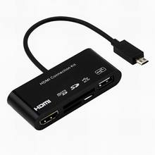 Free Shipping Black Micro USB OTG SD TF Card Reader HUB MHL To HDMI HDTV TV Adapter Converter #F8316