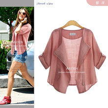 16 new European and American big size women fat mm summer was thin solid color sunscreen cardigan sun protection clothing XL-5XL