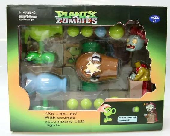 2015 Anime game Plants vs Zombies pvc action figure toy set genuine boxed transmitter + zombie boss 4pcs/set kids toys free