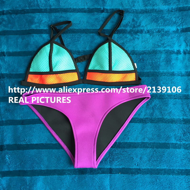 2016 new best quality Bikini colourful real picture women Bikini Swimsuit girl Swimwear sexy swimming suit Plump top quality