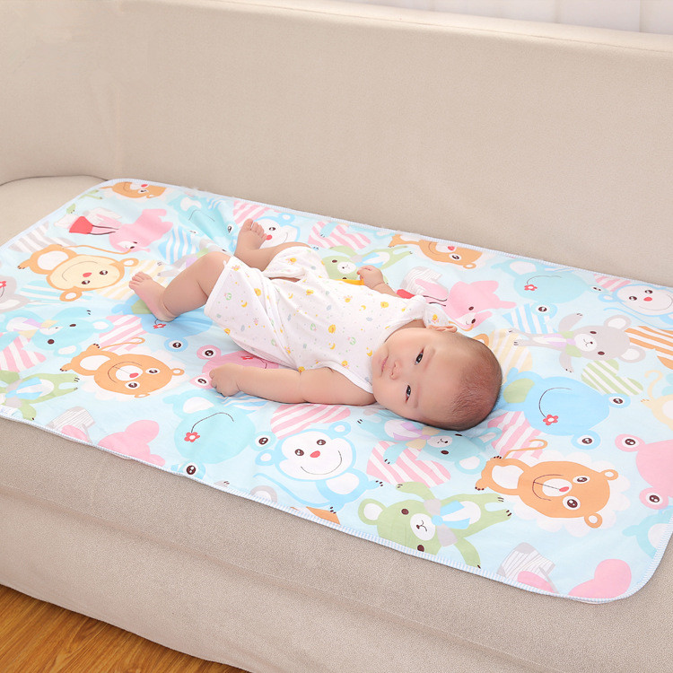 Cartoon Cotton 3 Layers Baby Waterproof Mat Large Baby Changing Mat Cover Infant Urine Pad Kids Mattress Sheet Protector Bedding