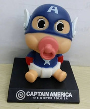 Anime Crayon Shin chan Baby Cos Captain America with pacifier PVC Action Figure Doll Collectible Model toy Brinquedos baby toy