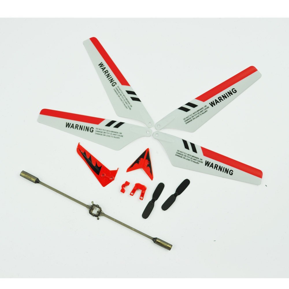Full Set Replacement Parts for Syma S107 RC Helicopter, Main Blades, Tail Decorations, Tail Props, Balance Bar, -Red Set-