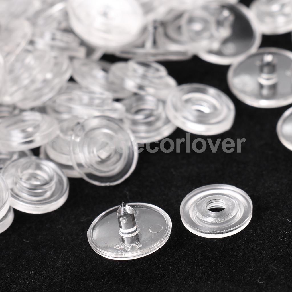 50 Set Clear KAM Resin Snap Buttons Plastic Snaps Fasteners Press Studs